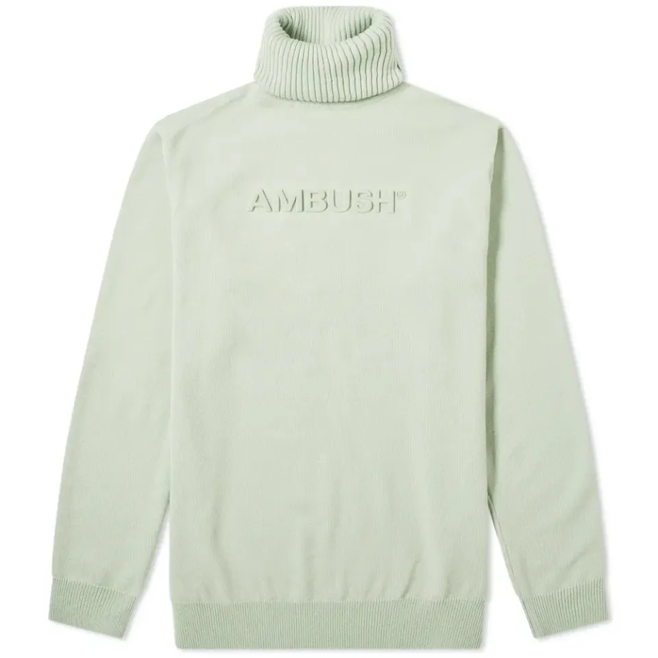 Embossed Logo Knit Turtleneck