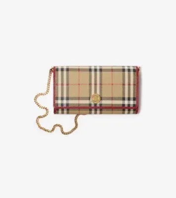 Check Chain Strap Wallet in Archive beige/ruby red