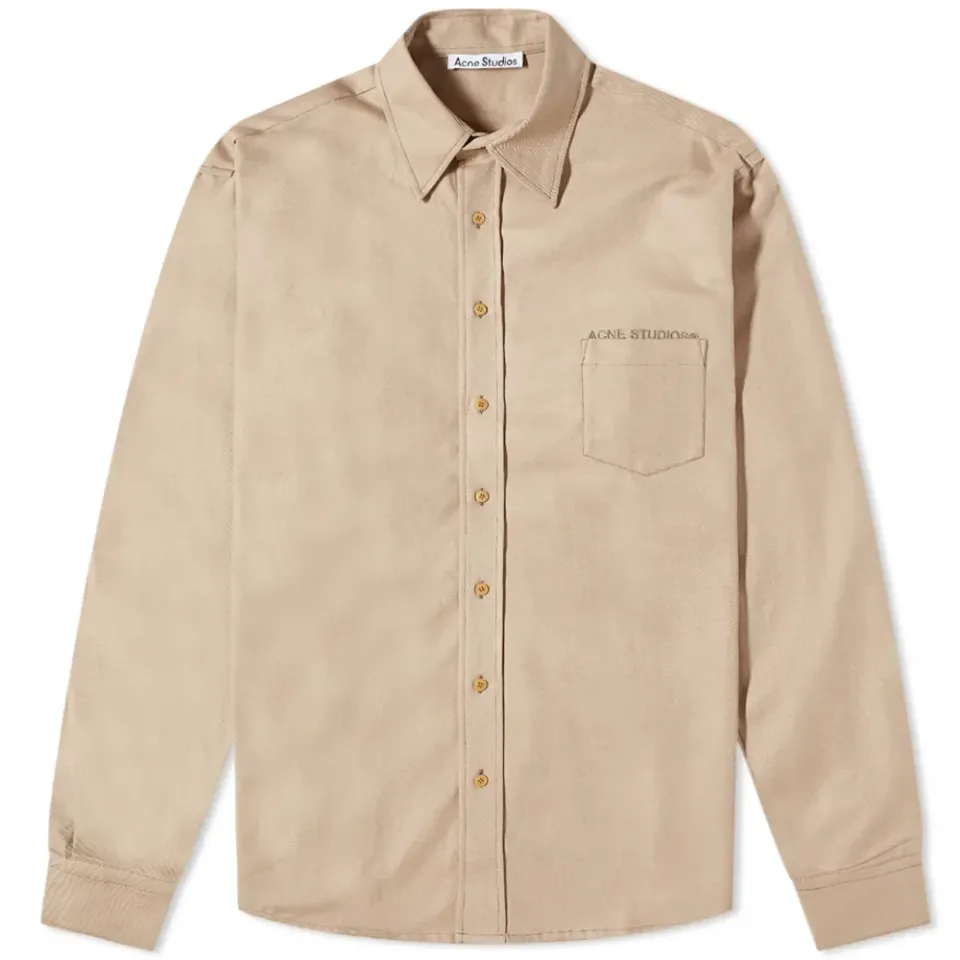 Sandros Linen Blend Logo Shirt