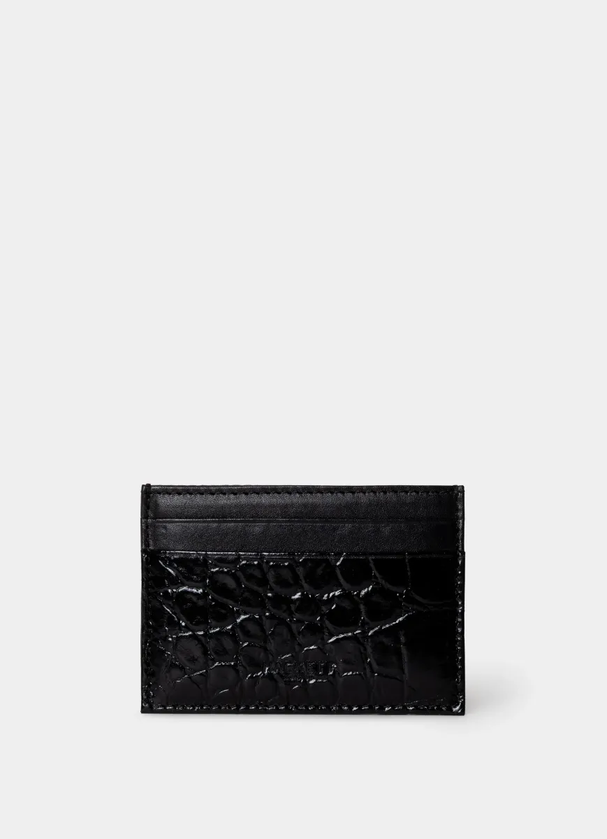 Leather Croc Stamped Cardholder