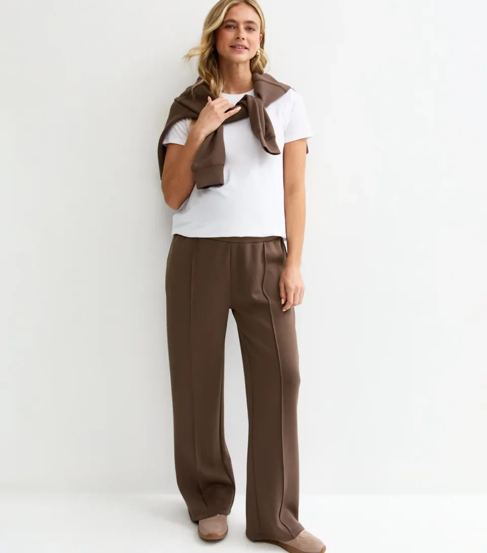 Women's Maternity Premium Dark Brown Wide Leg Joggers