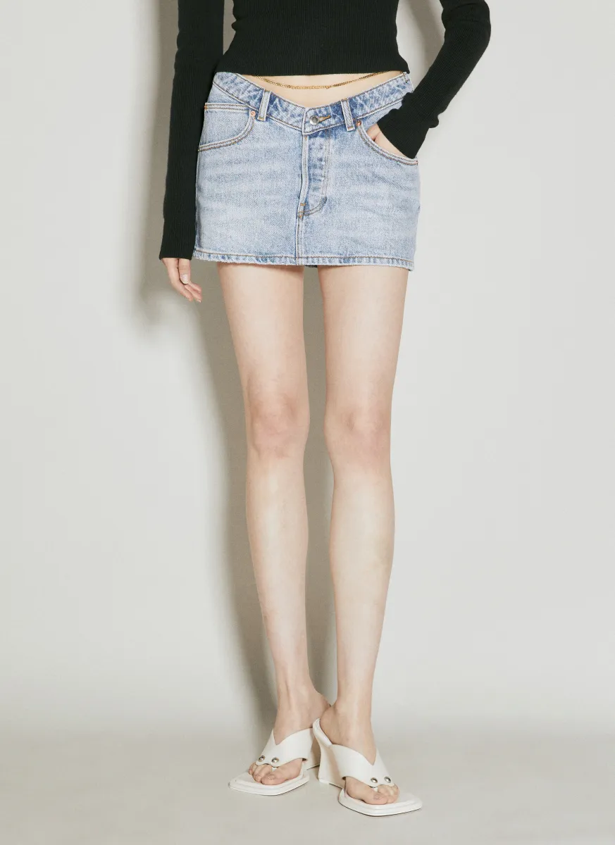 V Front Denim Mini Skirt