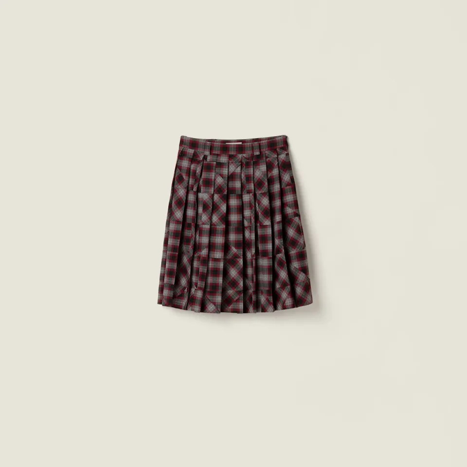 Tartan patchwork midi skirt