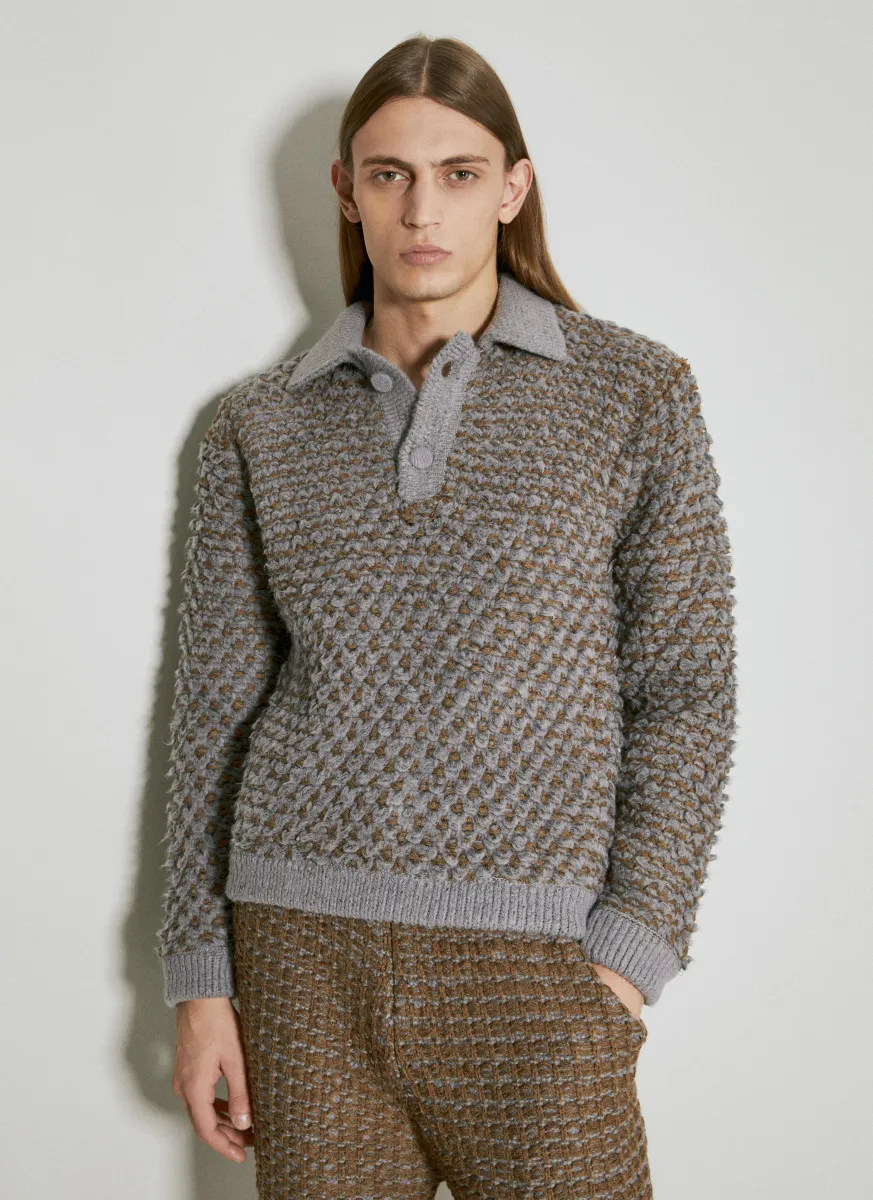 Chunky Knit Polo Shirt