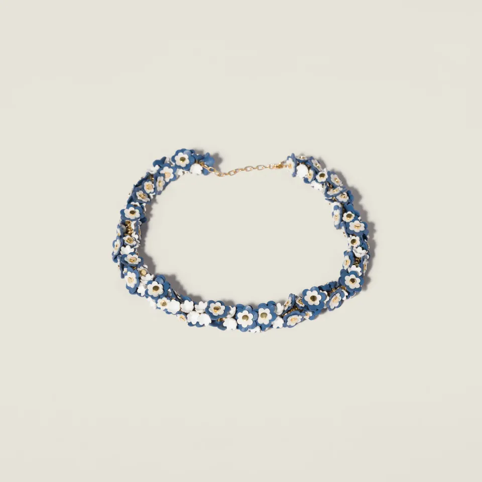 Metal and leather necklace