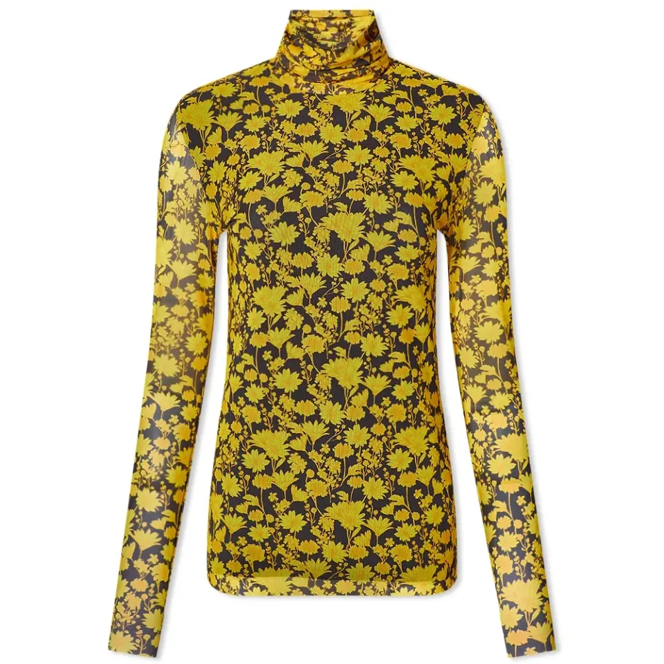 Floral Print Mesh Top