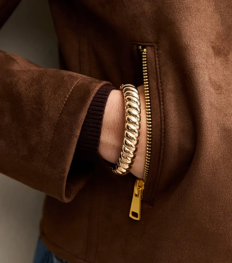 Gold Tone Chunky Weaved Hinge