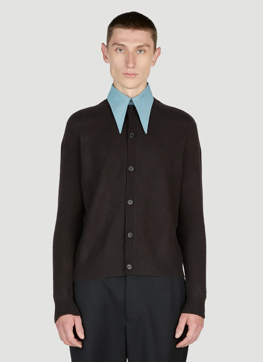 Contrast Point Collar Cardigan