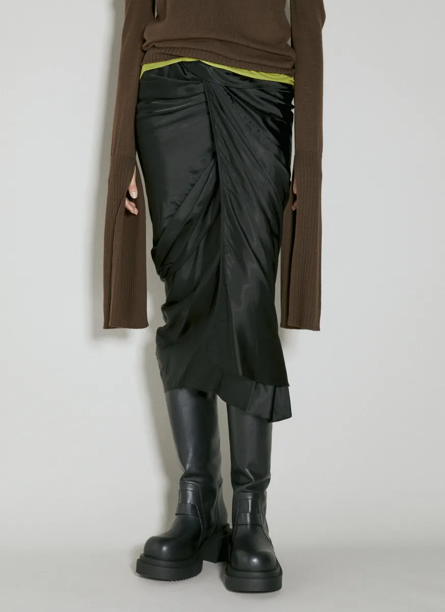 Wrap Satin Midi Skirt
