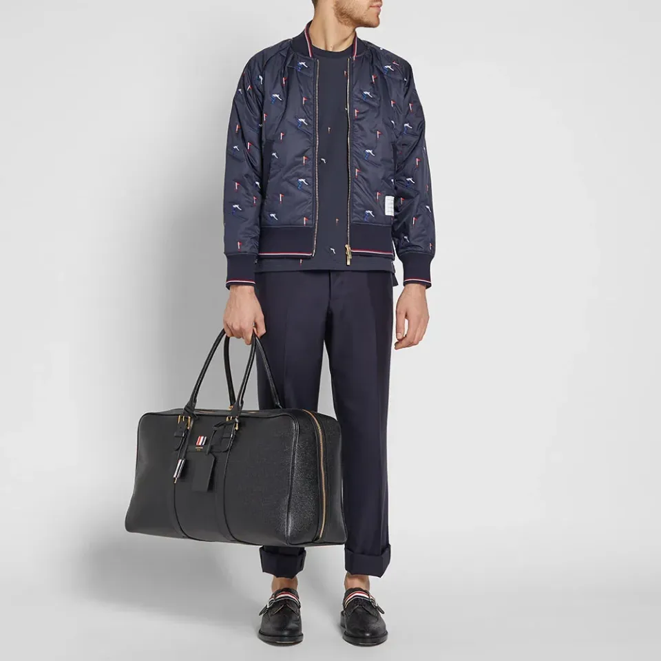 Skier Embroidery Quilted Bomber Jacket