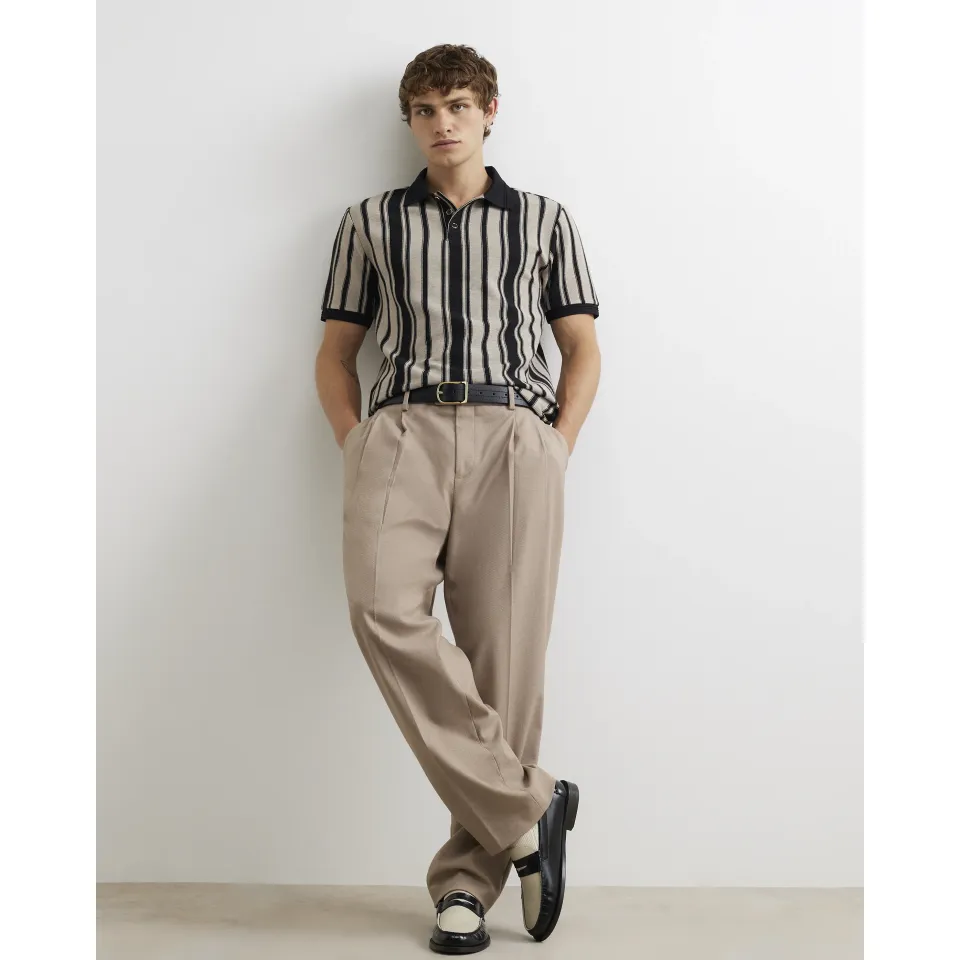 Cotton Vertical Stripe Polo Shirt