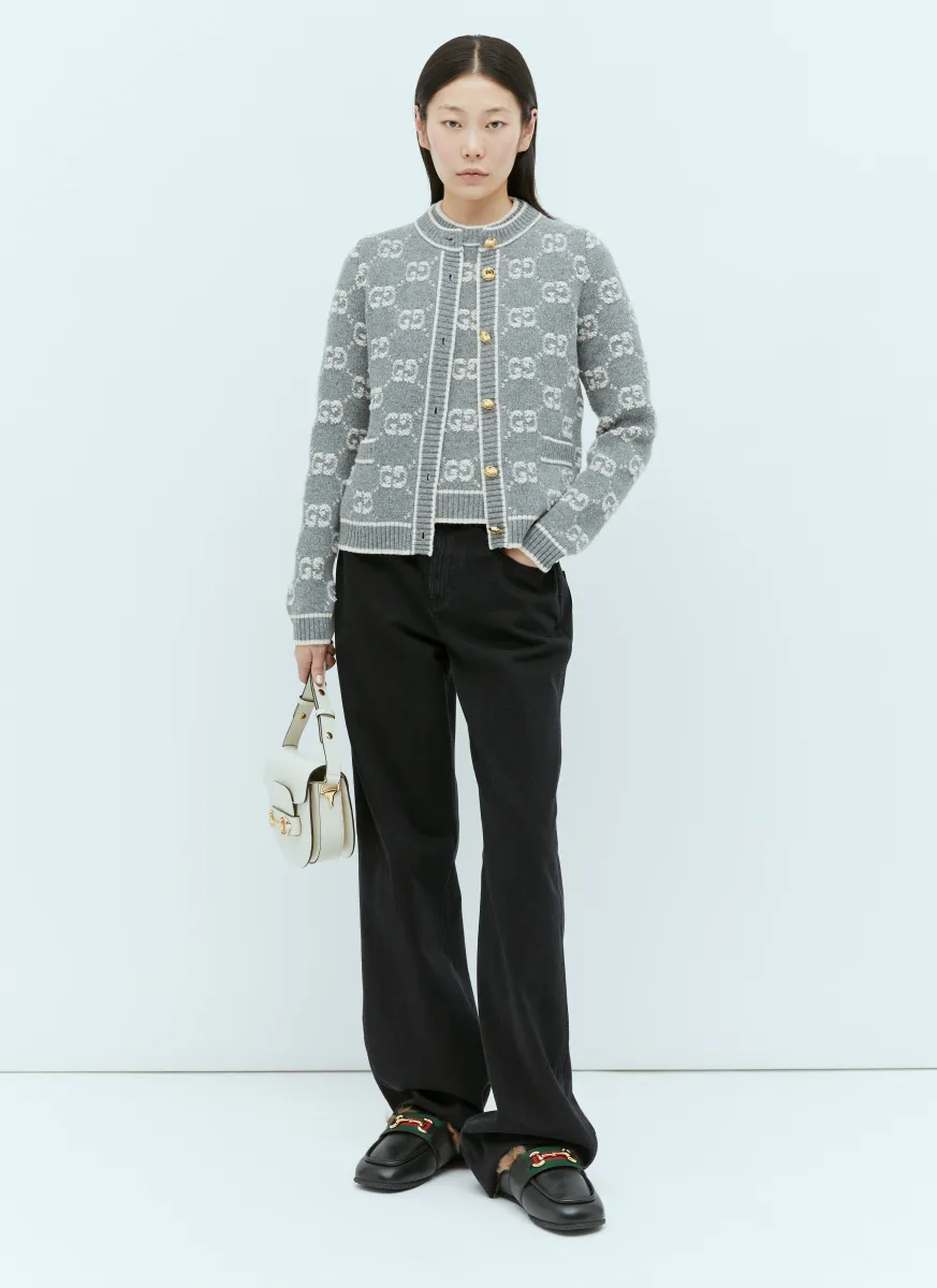 Wool Bouclé Jacquard Cardigan