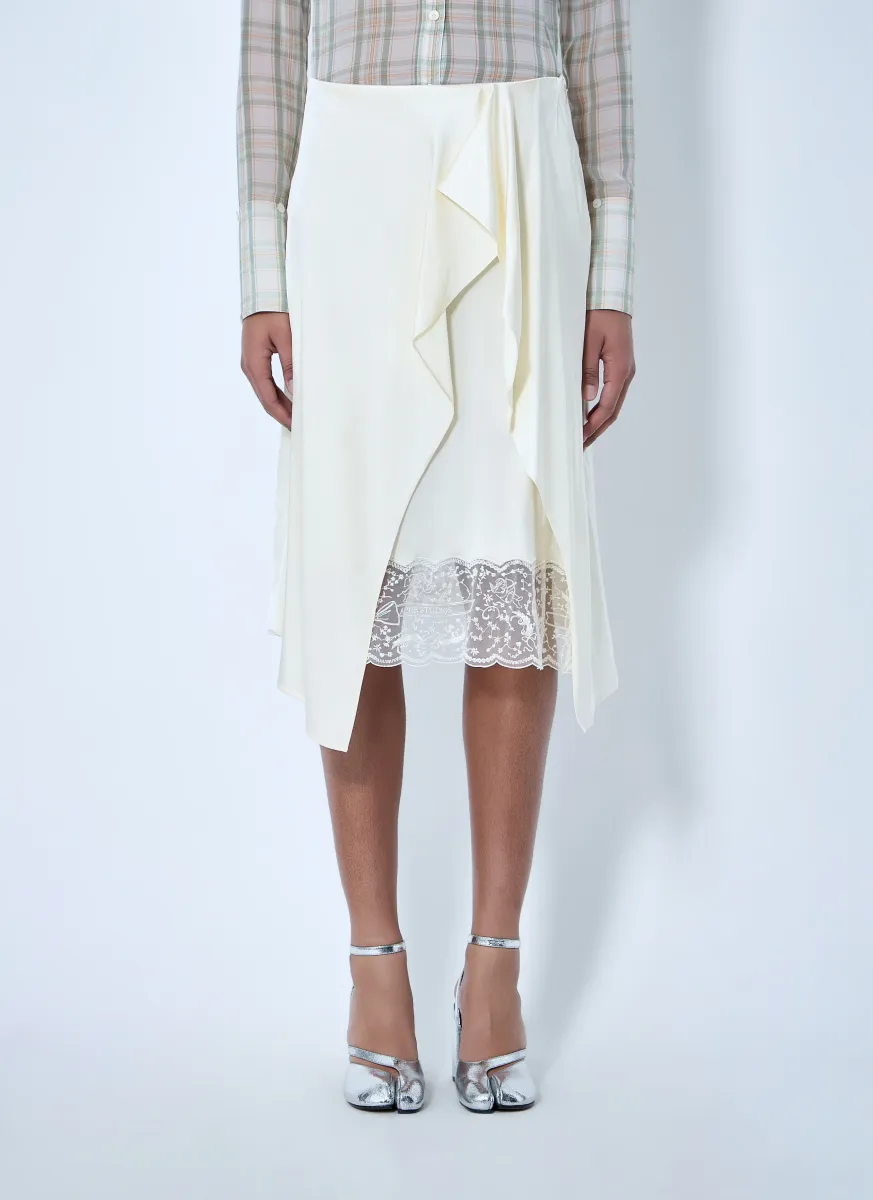 Asymmetric Lace-Trim Skirt