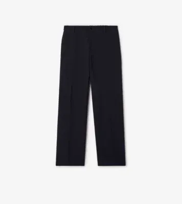 Cotton Linen Tailored Trousers in Navy