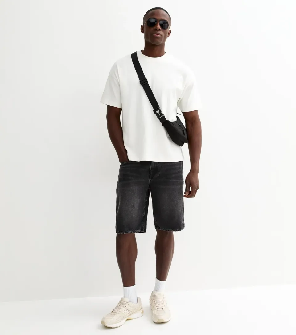 Men's Dark Grey Denim Bermuda Shorts