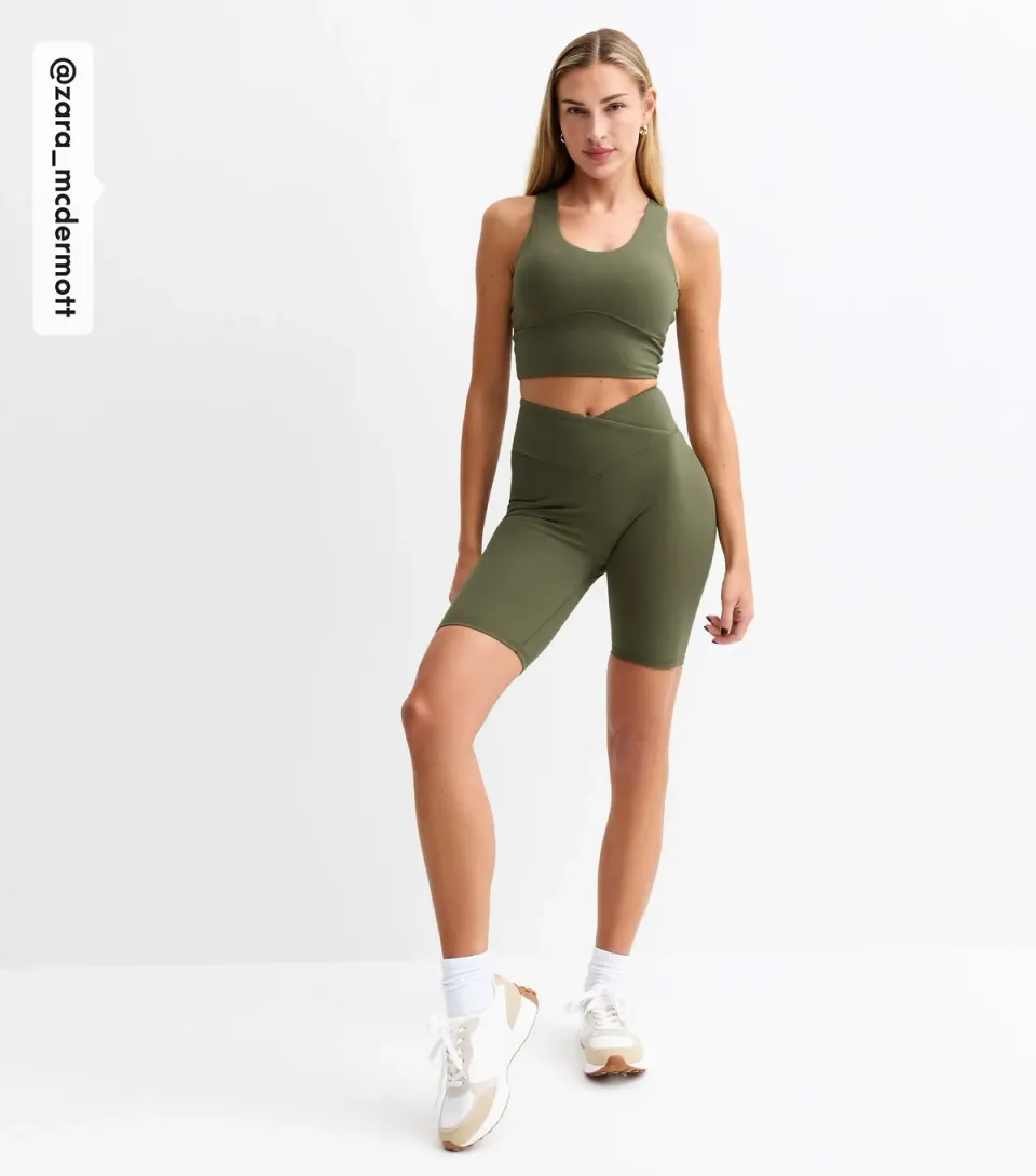 Women's by Zara McDermott Khaki Stretch Crossover Front Shorts