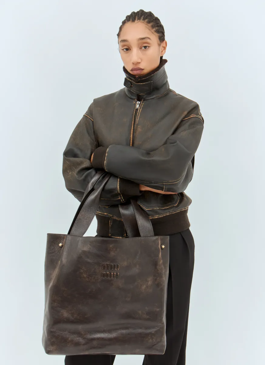 Leather Hobo Tote Bag