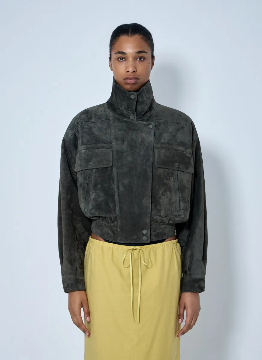 High Collar Suede Jacket