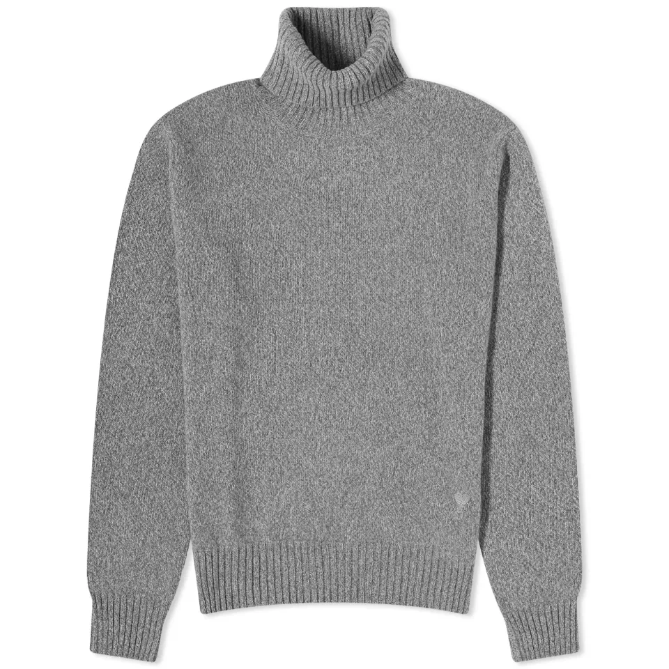 Tonal Heart Cashmere Roll Neck Knit
