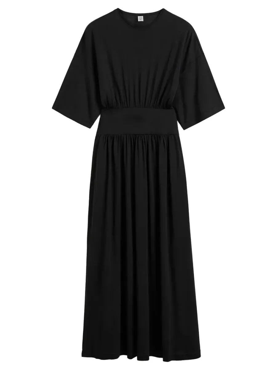 Cotton Silk Tee Dress Black
