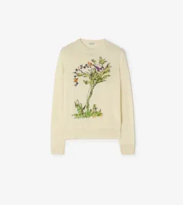 Wool Silk Brave Little Tree Sweater in Ecru beige