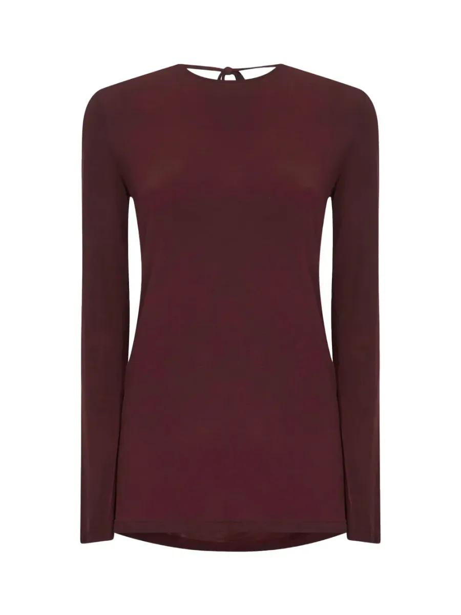 cowl-back long-sleeve top red