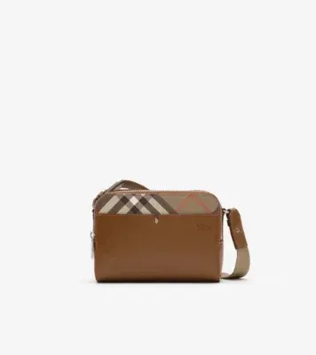 Pop Check Crossbody Bag in Finch brown/hazel brown - Men, Leather