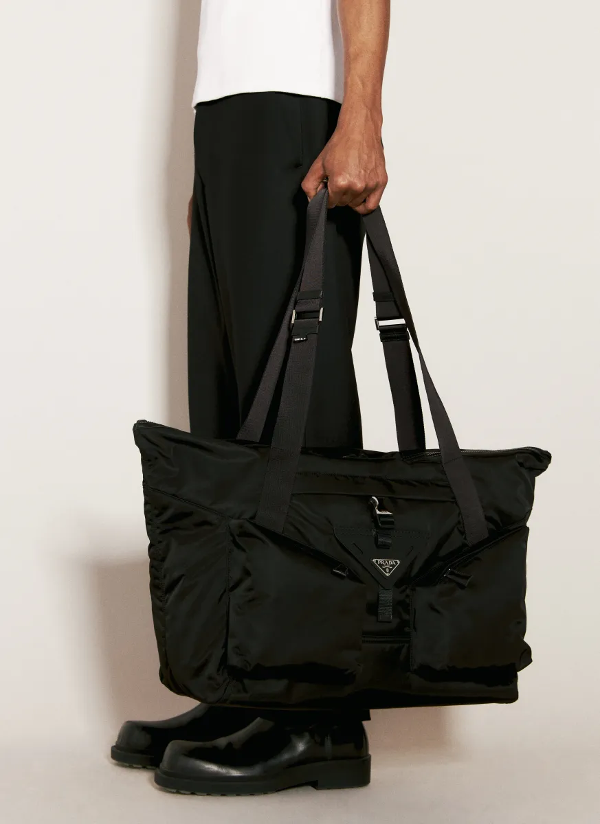 Re-Nylon And Leather Travel Bag
