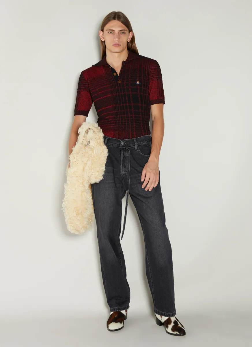 Check Knit Polo Shirt