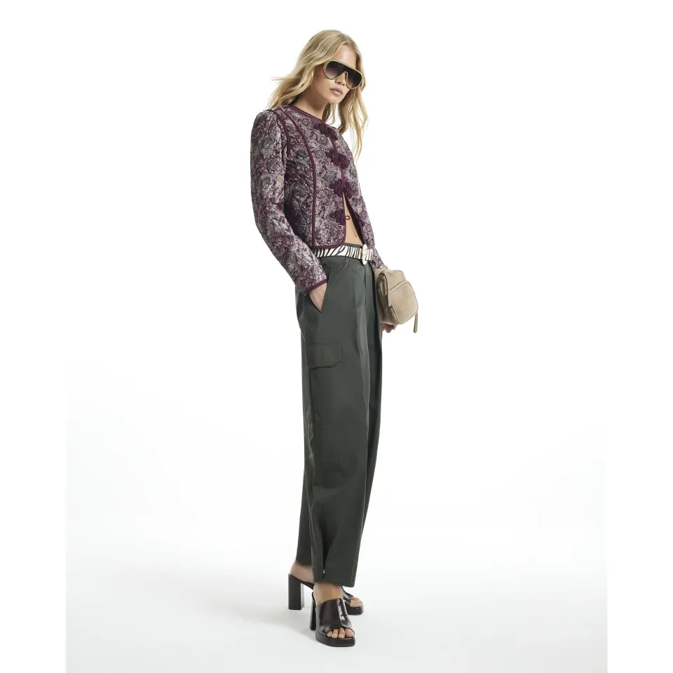 Twill Pleat Front Barrel Leg Trousers