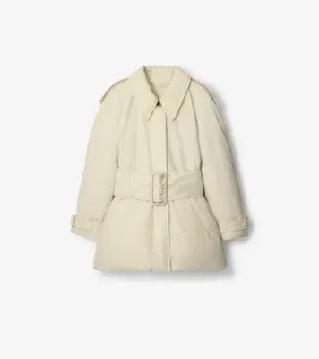 Belted Berryhill Padded Car Coat in Ice beige
