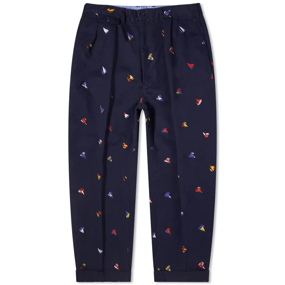 2 Pleat Embroidered Trousers