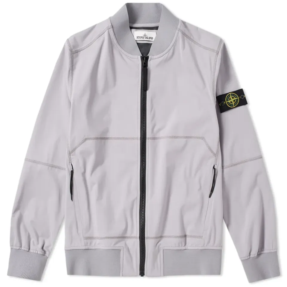 Light Soft Shell SI Check Grid Bomber Jacket