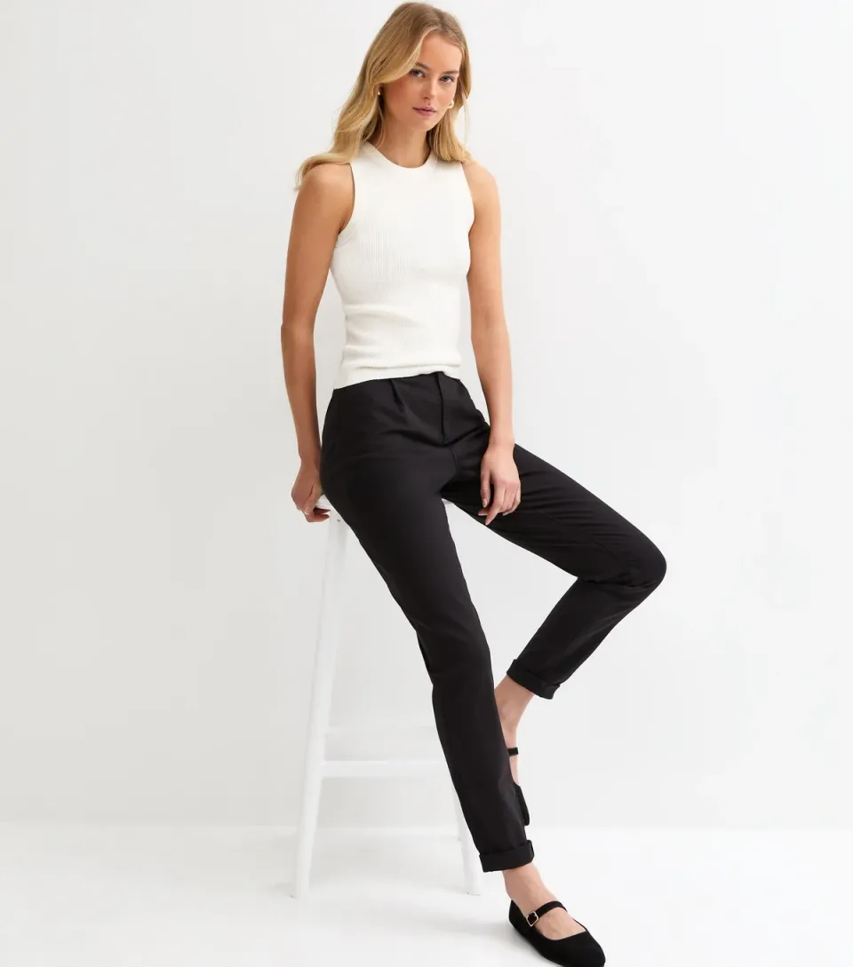 Women's Tall Black Slim Leg Chino Trousers