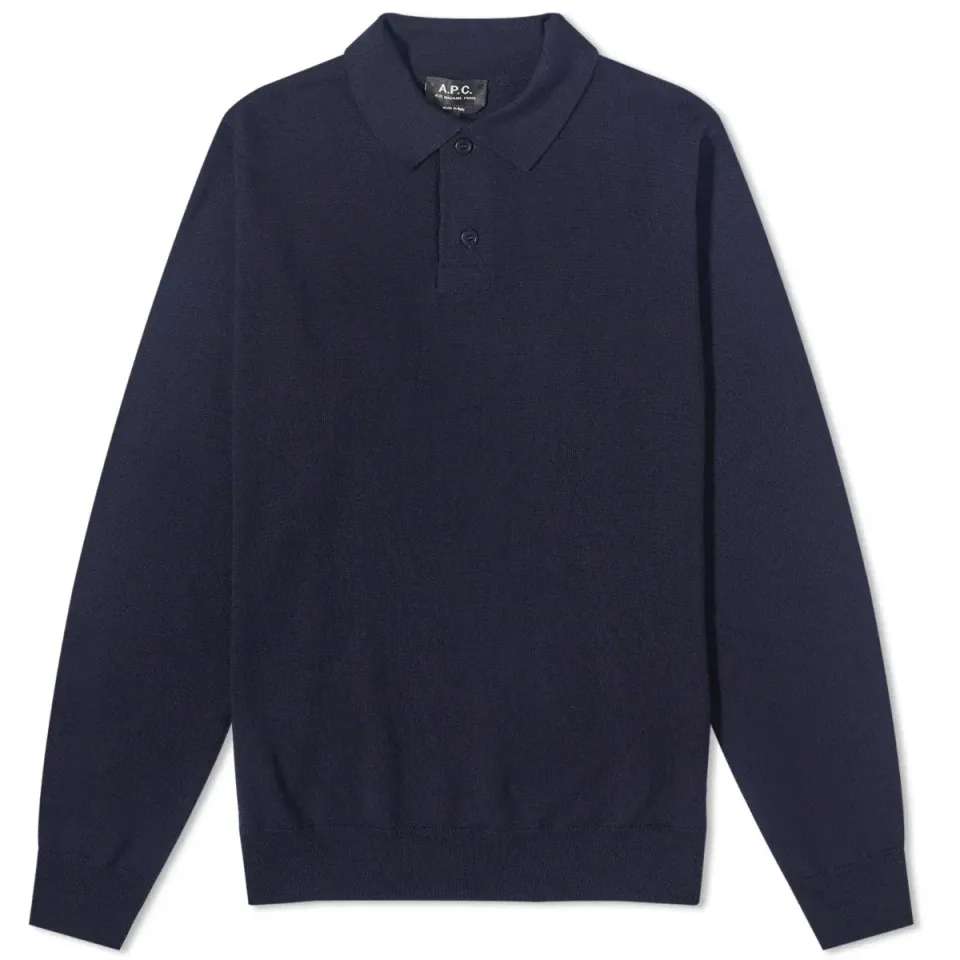 A.P.C. Jerry Long Sleeve Knit Polo