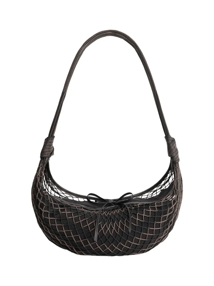 Croissant Filt Bag Chevron Marron Glace