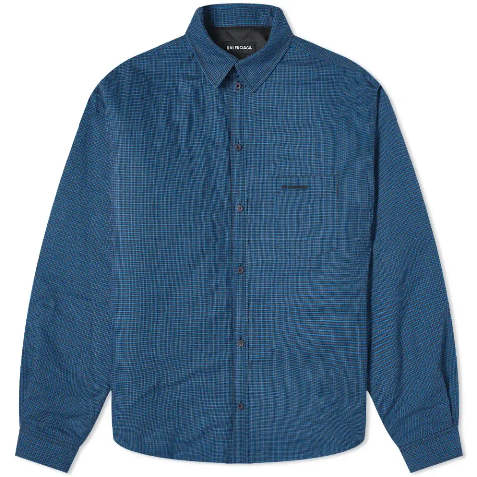 Micro Check Padded Overshirt Jacket