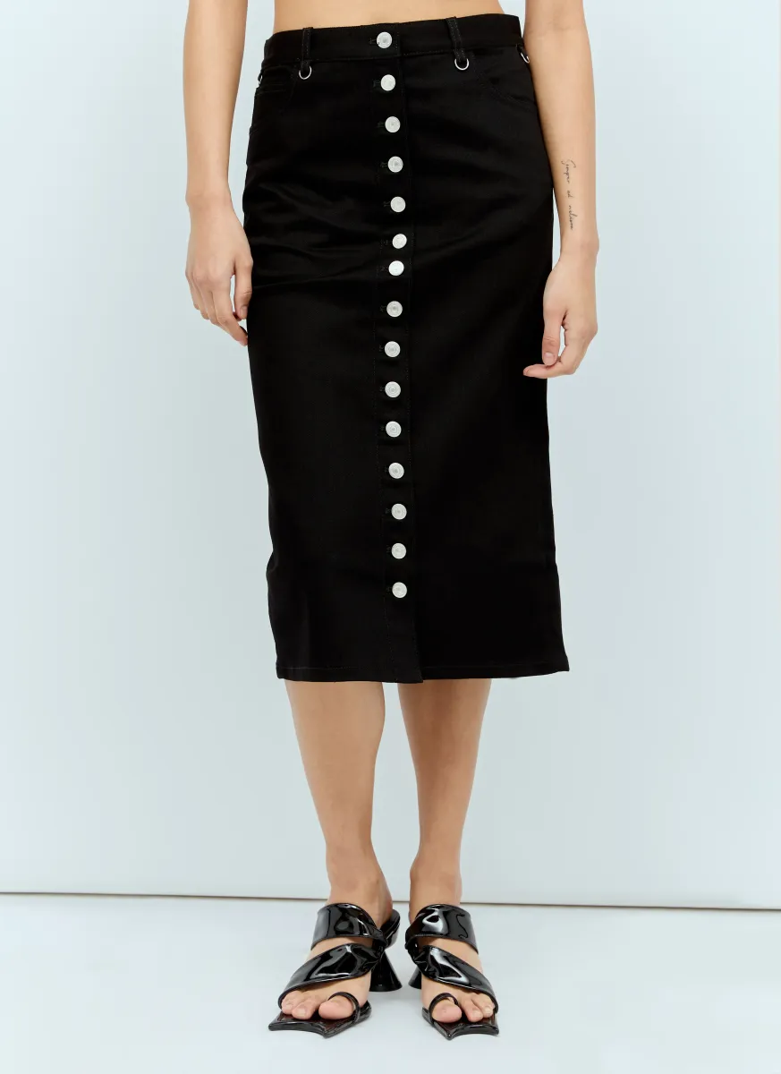 Multiflex Denim Midi Skirt