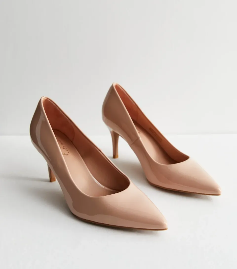 Women's Pale Pink Patent Stiletto Heel Court Shoes