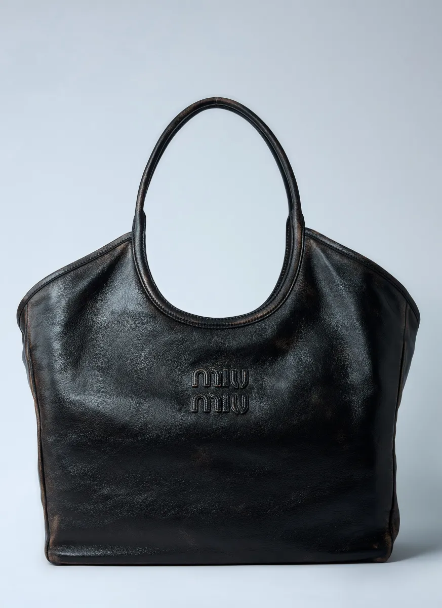 Leather Logo Motif Tote Bag