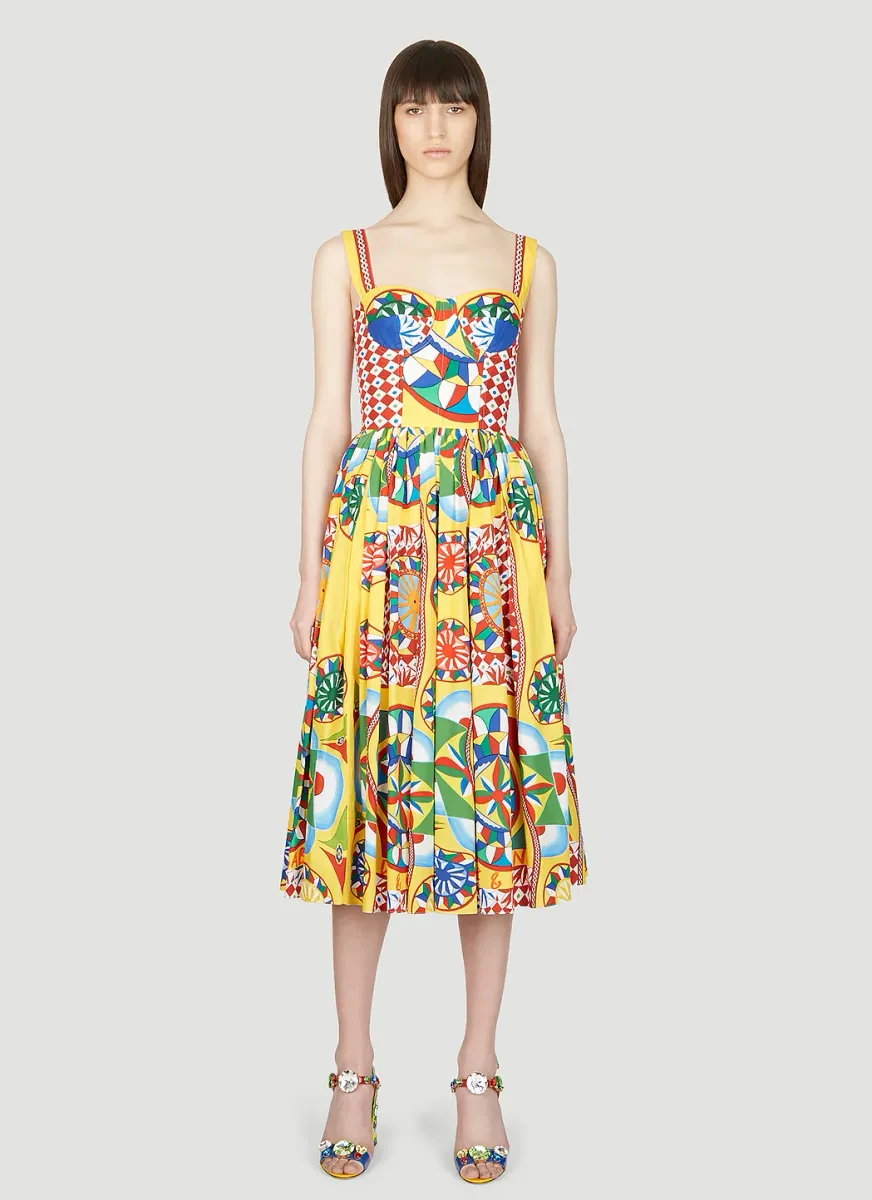 Carretto Print Bustier Dress