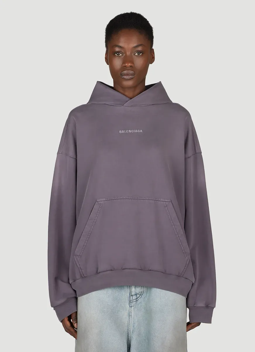 Medium-Fit Logo Print Hooded Sweatshirt