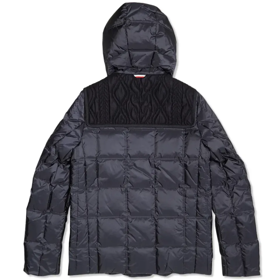 Gamme Bleu Shetland Wool Cable Panel Down Jacket