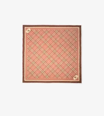 Check Knight Stamp Silk Scarf in Light clay pink