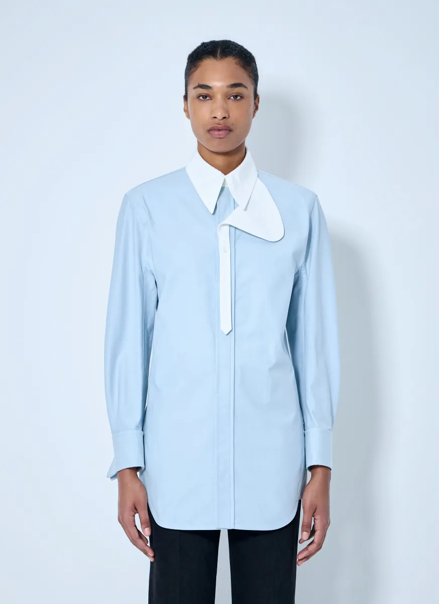 Asymmetrical Collar Long-Sleeve Shirt