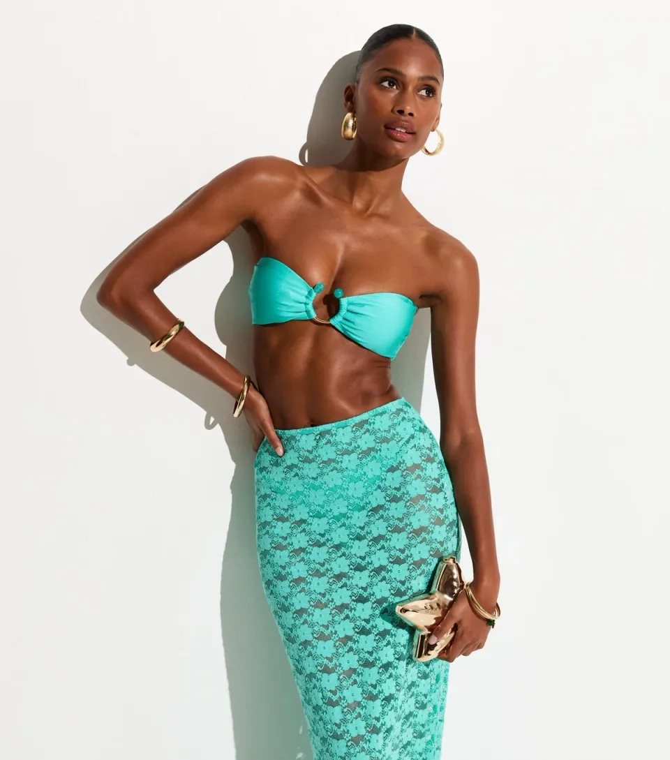 Women's Turquoise Ring Bandeau Bikini Top