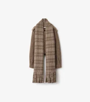 Detachable Scarf Wool Blend Jacket in Biscuit beige
