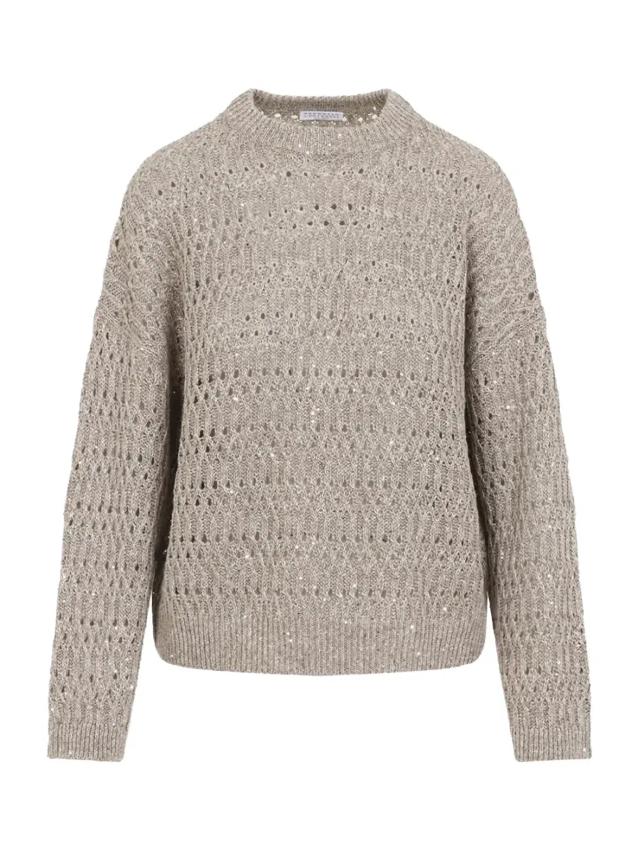Open Knit Sweater Taupe