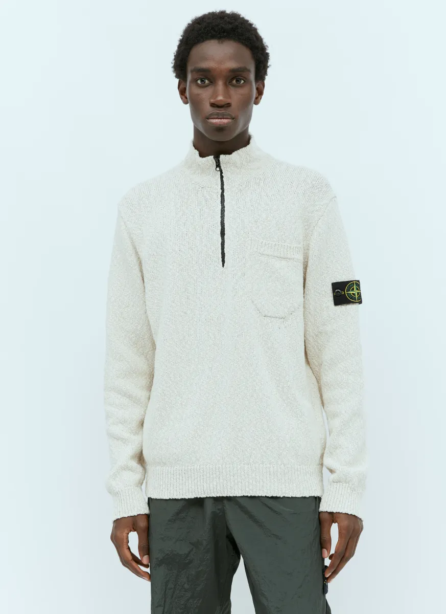 Half-Zip Textured Knit Sweater