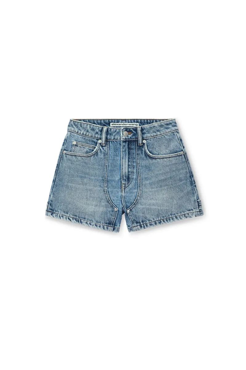 High-Waist Workwear Shorts in Clear Bead Hotfix